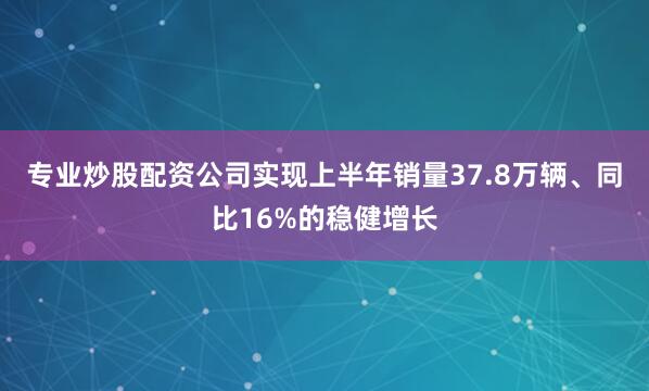 专业炒股配资公司实现上半年销量37.8万辆、同比16%的稳健增长